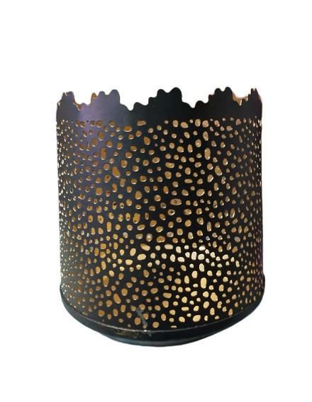 Suport lumanare/flori artificiale din metal, negru/auriu, M3