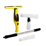 Aspirator de geamuri si oglinzi, electric, maner telescopic 120 cm, stergator/curatator fara fir cu acumulator 200 mAh, 280 ml, laveta microfibra