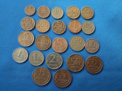 LOT MONEDE URSS ANII 90, ANI DIFERITI,22 BUCATI foto