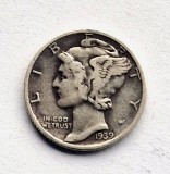 Statele Unite Mercury Dime 1929 Philadelphia km # 140 moneda argint AG . 900