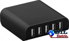 Alimentator 230V 5 x USB 8A negru Goobay foto