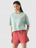 Tricou oversize cu imprimeu pentru femei - mentă, 4F Sportswear