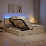 Cumpara ieftin Pat cu LED si saltea Crem 180 x 200 cm Tesatura