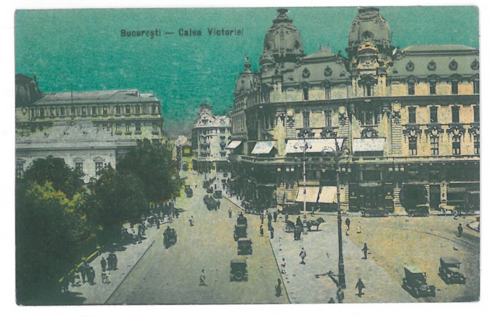 1521 - BUCURESTI, old cars, Victoriei Ave, Romania - old postcard - used - 1928