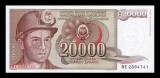 Bancnota Iugoslavia 20000 Dinara 1987 P-95 UNC - Bancnote Europa Yugoslavia