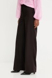 Answear.LAB pantaloni culoarea maro, drept, high waist