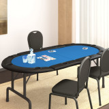 Blat masa de poker, 10 jucatori, pliabil, albastru 208x106x3 cm GartenMobel Dekor, vidaXL