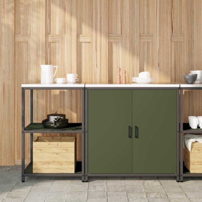 Set de depozitare pentru bucătărie cu raft 2 pcs Verde măsliniu