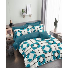 Lenjerie de pat pentru o persoana cu husa de perna patrata, Pag, bumbac mercerizat, multicolor