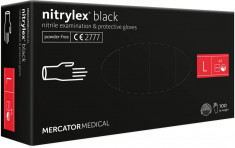 Manusi Nitril Mercator Nitrylex Black, 100 buc, L foto