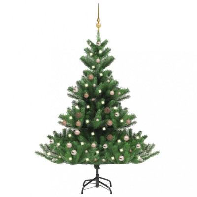 Pom de Crăciun artificial brad Nordmann LED&amp;amp;globuri verde 150cm foto
