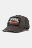 Superdry șapcă de baseball din bumbac culoarea gri, cu imprimeu, W9010177A-02A