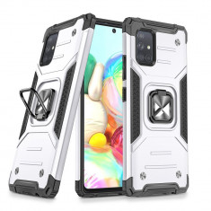 Wozinsky Ring Armor Husă Kickstand Tough Rugged Husă Pentru Samsung Galaxy A71 5G Argintiu 9111201919891