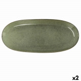 Set 2 platouri, Bidasoa, Ikonic, 36 x 16 cm, ceramica, verde