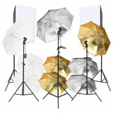 VidaXL Kit de studio foto cu set de lumini și softbox-uri, 9 piese