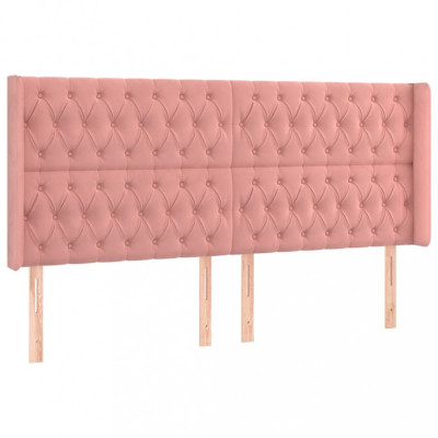 Tăblie de pat cu aripioare, roz, 203x16x118/128 cm, catifea foto