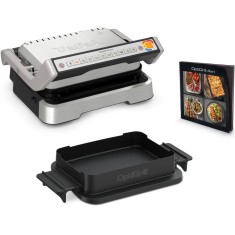 Gratar electric Tefal OptiGrill 4 in 1 GC774D30, 2100W, 9 programe de gatire automate, tava pentru cuptor, tavi detasabile cu invelis antiaderent, arg