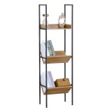 Etajeră Metalică cu Rafturi, Model Modern, Stejar și Metal, 40x27x150cm, Oem