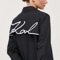 Karl Lagerfeld camasa din bumbac femei, culoarea negru, cu guler clasic, regular