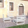 Gossi set mobilier de gradina, 4 piese, alb, lemn masiv de pin