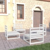 Gossi set mobilier de gradina, 4 piese, alb, lemn masiv de pin