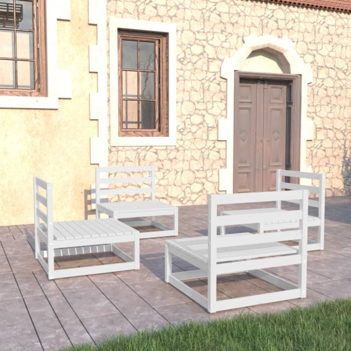 Gossi set mobilier de gradina, 4 piese, alb, lemn masiv de pin