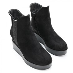 Botine dama, cu platforma, interior imblanit, PS149, Negre 37 EU foto