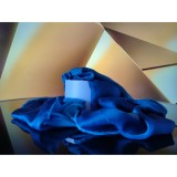 Cumpara ieftin Eșarfă Mătase Naturală Portofino Unisex Bleu/Albastru, Dublă Față, 185x65cm, Made in Italy