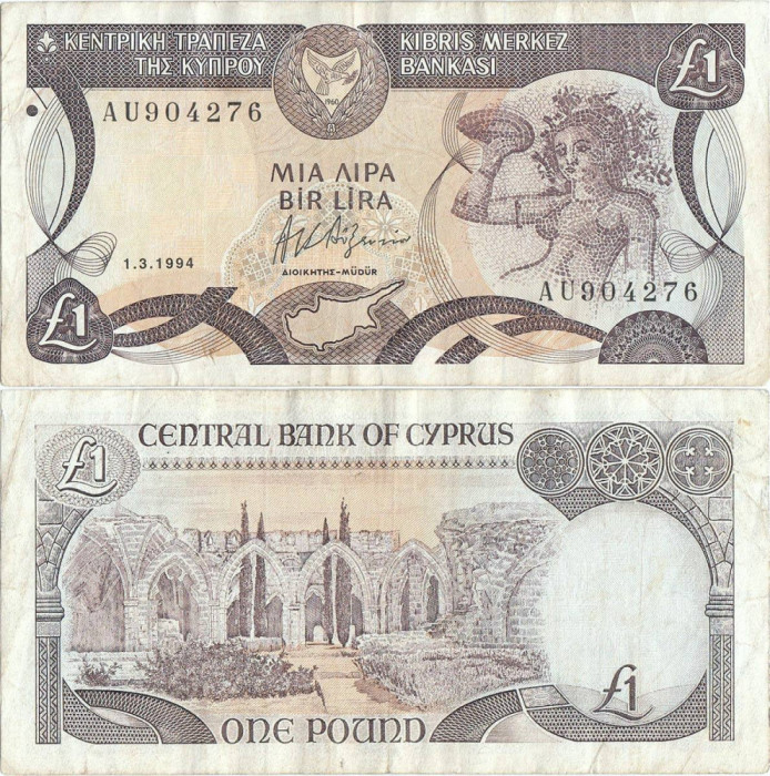 1994 (1 III), 1 Pound (P-53c.2) - Cipru