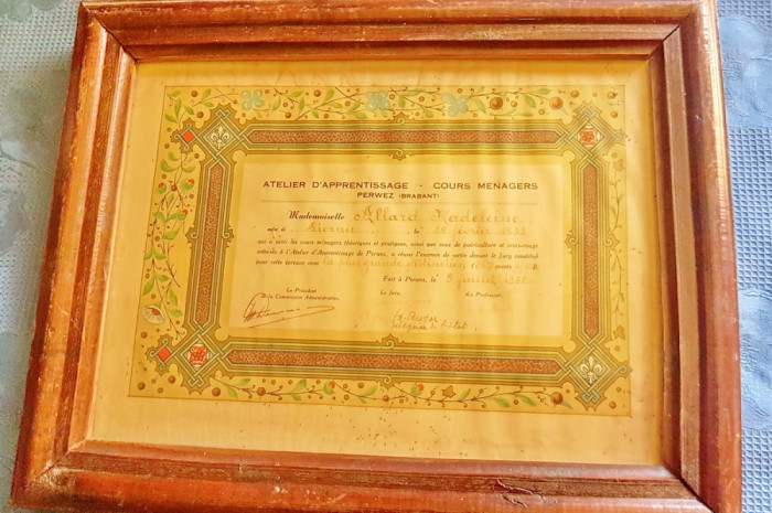 D59-Diploma veche Cruce Rosie si Ajutor Copii Franta 1950.