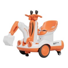 Excavator Electric, Cyrax, pe 4 Roti Antiderapante, cu Telecomanda, Brat Controlat Electric, cu Telecomanda, +2 Ani, Portocaliu
