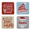 Set 4 Suporturi Pahare Crăciun, Lemn &amp; H&acirc;rtie, 10x10 cm, Multicolor - Protecție Masă Festivă, Cadou Ideal
