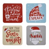 Set 4 Suporturi Pahare Crăciun, Lemn+Hartie, 10x10 cm, Multicolor, Protectie Masa, Cadou Ideal