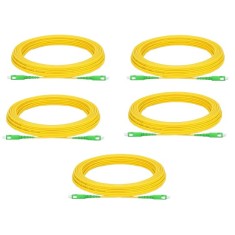 Set 5 cabluri patch fibra optica OS2, SCA la SCA, 10 m fiecare, simplex, galben