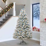 vidaXL Brad de Crăciun artificial Verde și alb 240 cm PVC și Metal 3395773
