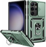Husa de protectie cu inel compatibil cu Samsung Galaxy S23 ULTRA HWeggo, policarbonat/poliuretan, verde, 6,8 inchi