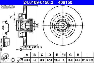 ATE 24.0109-0150.2 Disc frana foto