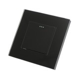 Intrerupator simplu cap scara negru 220V, 16AX cu indicator luminos, rama din sticla 86x86x34mm