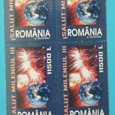 TIMBRE ROMANIA 2001 L.P.1539 SALUT MILENIUL III BLOC DE 4 MNH**