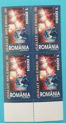 TIMBRE ROMANIA 2001 L.P.1539 SALUT MILENIUL III BLOC DE 4 MNH** foto