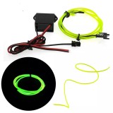 Fir Neon Verde Fosforescent 2m, 12V cu Ridicator Tensiune Auto, Tuning Interior Lumini