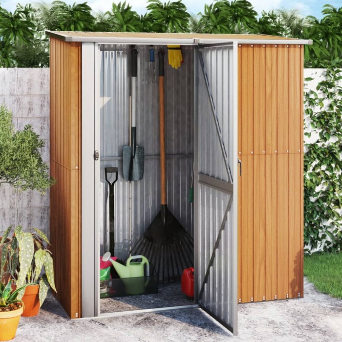 vidaXL Șopron de grădină 180,5x97x209,5 cm, oțel galvanizat, aspect lemn 150906
