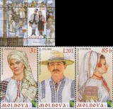 MOLDOVA 2012, Acoperăminte pentru cap și costume tradiționale, serie neuzata, MNH