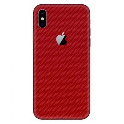 Set Folii Skin Acoperire 360 Compatibile cu Apple iPhone XS (Set 2) - ApcGsm Wraps Carbon Geranium Red foto