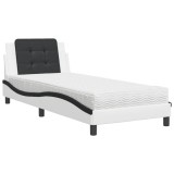 Cumpara ieftin Pat cu saltea, Zadar, alb si negru, 90x190 cm, piele ecologica