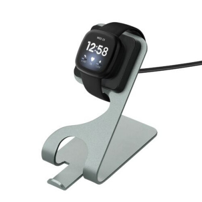 Docking stand pentru Fitbit Versa 3, Kwmobile, Negru/Gri, Metal, 58724.01 foto