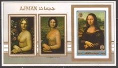 AJMAN PICTURA MONA LISA ( colita nedantelata ) MNH foto