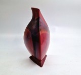 vaza ceramica de studiou KMK (Keramik Manufaktur Kupferm&uuml;hle) anii 1980 design inspirat din Art Deco _ 22 cm inaltime glazura marmurata