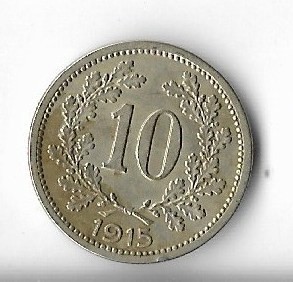 Moneda 10 heller 1915 - Austria foto