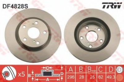 Disc frana TOYOTA PRIUS PLUS (ZVW4) (2011 - 2016) TRW DF4828S foto